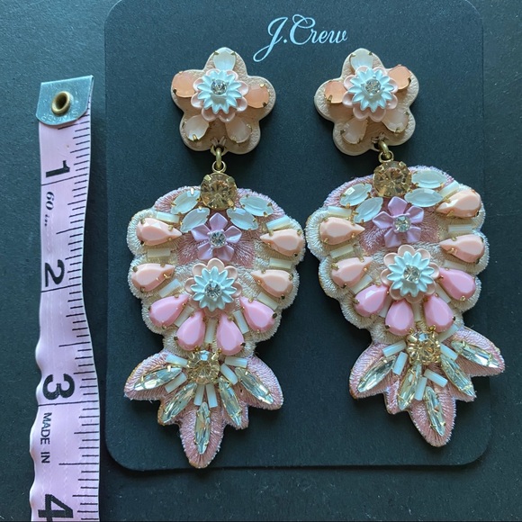 NWT J. Crew Embroidered leather-backed earrings - Picture 7 of 9